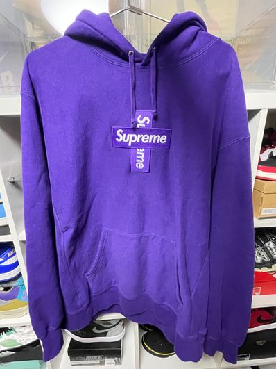 Supreme Cross Box Logo Hooded Sweatshirt "Purple"