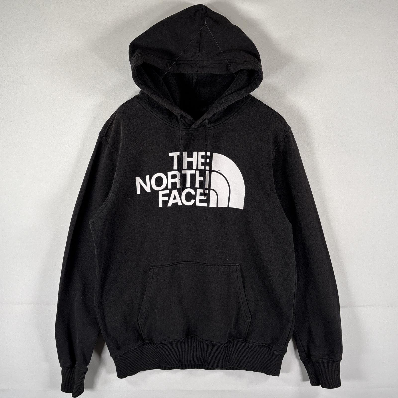 古着 ザ・ノースフェイス THE NORTH FACE パーカー スウェット プルオーバー フーディ ビッグロゴプリント M ブラック メンズ