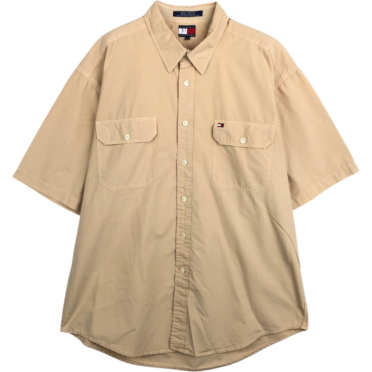 古着 90年代~ トミーヒルフィガー TOMMY HILFIGER 半袖 コットンシャツ メンズXL相当 ヴィンテージ/eaa668113