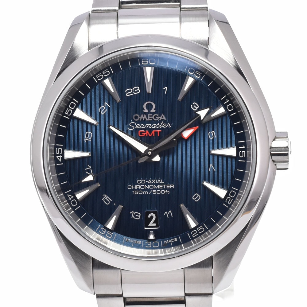 オメガ OMEGA 231.10.43.22.03.001 シーマスター アクアテラ GMT デイト CO-AXIAL 自動巻き メンズ 美品 保証書付き 腕時計 C#149522