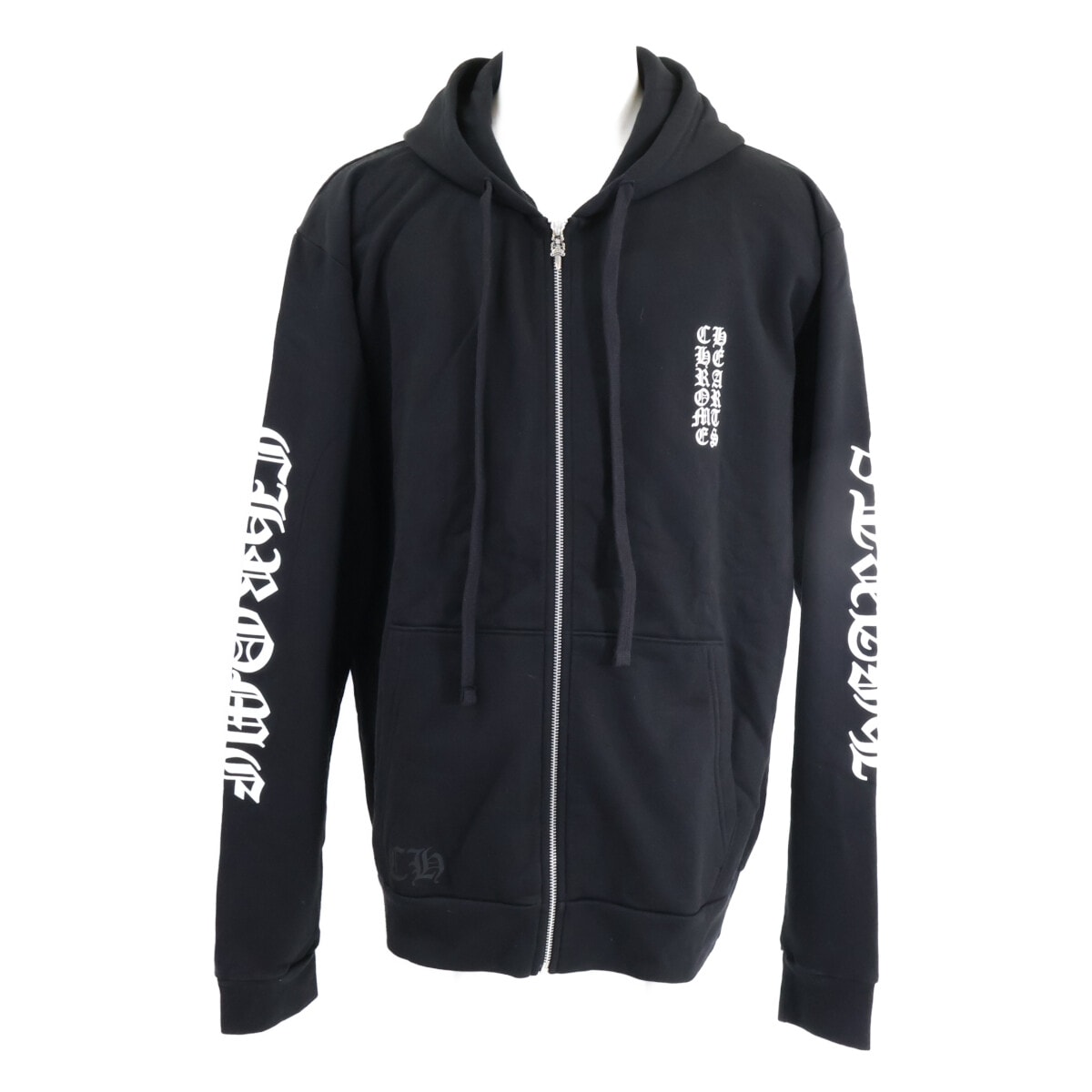 クロムハーツ 【美品/国内正規】Vertical Logo Zip Up Hoodie クロムハーツ バーティカル ロゴ ジップアップ パーカー L