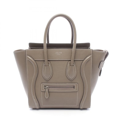 セリーヌ CELINE ラゲージ マイクロショッパー トートバッグ バッグ レザー レディース グレー系 【中古】