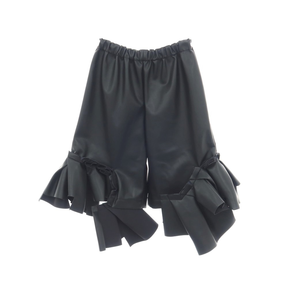 【中古】コムデギャルソン COMME des GARCONS 2024年秋冬 フェイクレザー クロップド丈 イージーパンツ ブラック【サイズS】【レディース】