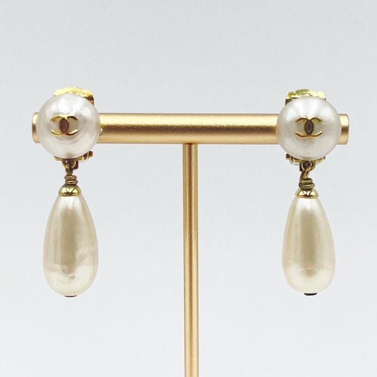 CHANEL(シャネル) ヴィンテージ イヤリング ココマーク パール ドロップ ゴールドカラー レディース MADE IN FRANCE【中古】