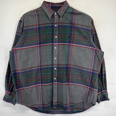 古着 ラルフローレン RALPH LAUREN 長袖シャツ 大きいサイズ ネルシャツ ワンポイントロゴ刺繍 チェック柄 2XL マルチカラー メンズ