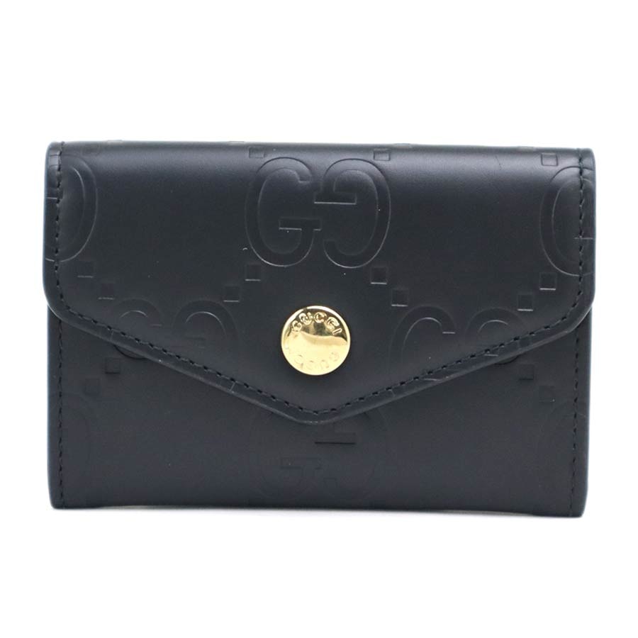 グッチ GUCCI カードケース 名刺入れ レザー ブラック ユニセックス 772792【中古】 h32454b