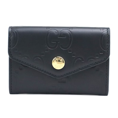 グッチ GUCCI カードケース 名刺入れ レザー ブラック ユニセックス 772792【中古】 h32454b