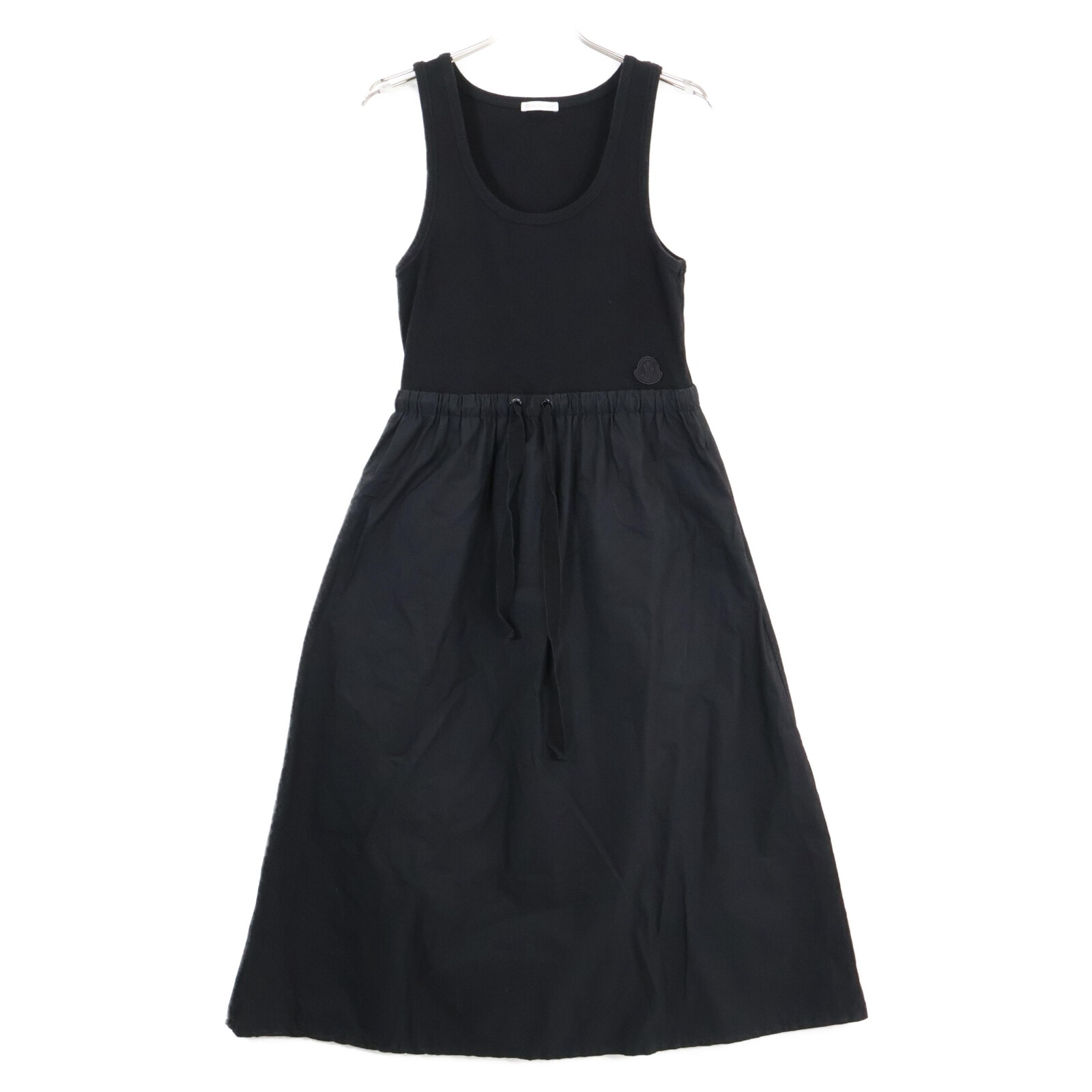 モンクレール 23年製 ﾌﾞﾗｯｸ VESTITO ﾘﾌﾞﾆｯﾄ ﾉｰｽﾘｰﾌﾞ ﾜﾝﾋﾟｰｽ Ｓ