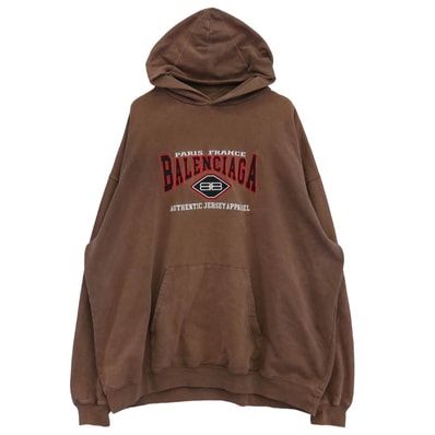 BALENCIAGA バレンシアガ パーカー 21AW 620973 TMVB1 Logo Embroidery Hoodie ロゴ エンブロイダリー パーカー フーディー ブラウン系 M【中古】