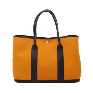 エルメス HERMES ガーデンパーティPM トートバッグ バッグ キャンバス トワルオフィシエ / ネゴンダ トワルオフィシエ ジョーヌドール A刻印(2017年製造) レディース オレンジ系 / ネイビー系 / ブルーインディゴ