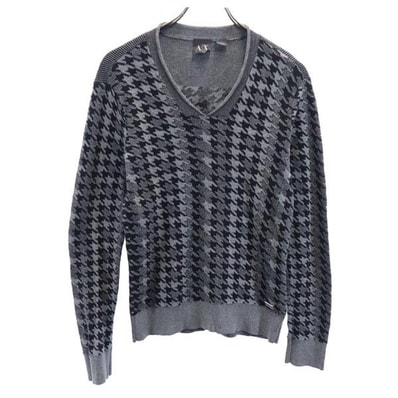 ARMANI EXCHANGE アルマーニエクスチェンジ 千鳥格子 長袖 コットン ニット XS グレー系 セーター