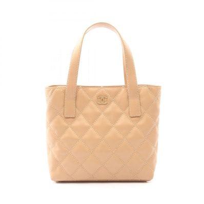 シャネル CHANEL ワイルドステッチ トートバッグ バッグ レザー レディース ベージュ系 【中古】