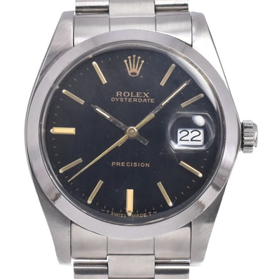 ロレックス ROLEX 6694 ヴィンテージ オイスターデイト プレシジョン Cal.1225 ブラック 手巻き メンズ 良品 腕時計 I#149894