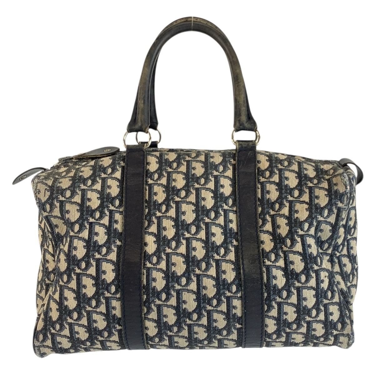 Christian Dior クリスチャンディオール ヴィンテージ トロッター ネイビー シルバー金具 キャンバス レザー/ ハンドバッグ ボストンバッグ 602790 【中古】
