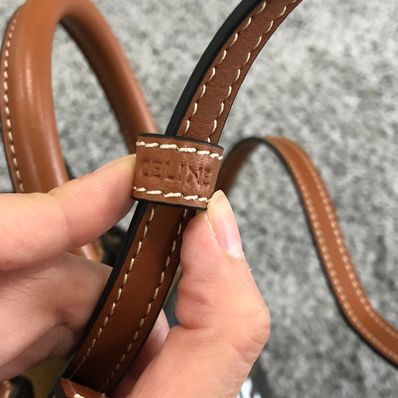 CELINE Mini Vertical Cabas In Triomphe Canvas and Calfskin With Celine Print "Tan"