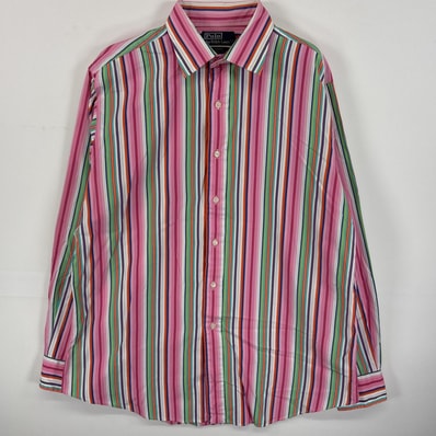古着 ポロバイラルフローレン Polo by Ralph Lauren 長袖シャツ ストライプ L ピンク系 マルチカラー メンズ