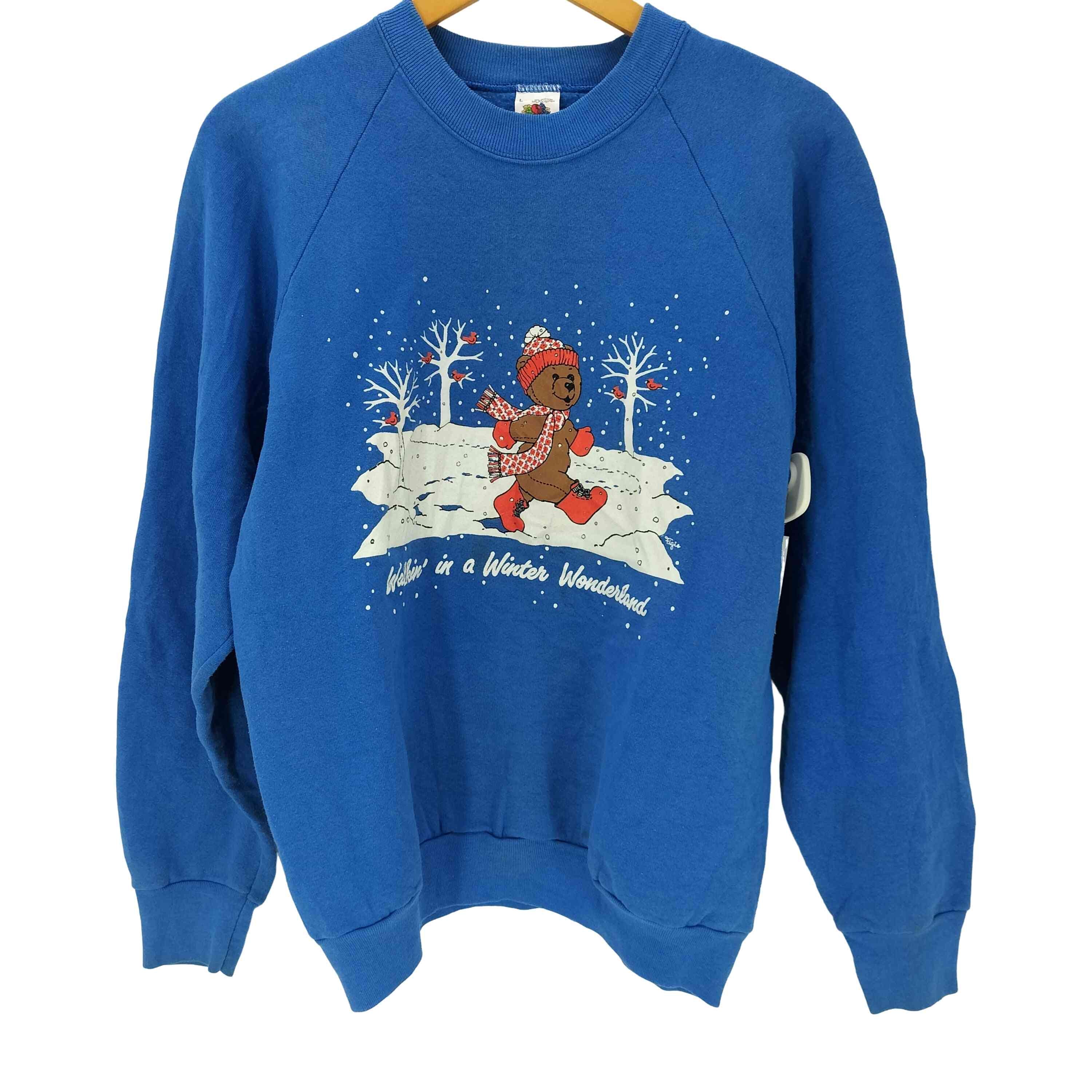 80-90S USA製 スノー ベアー アニマル プリント ヘビーウェイト ラグラン スウェット トレーナー【1141532571992】