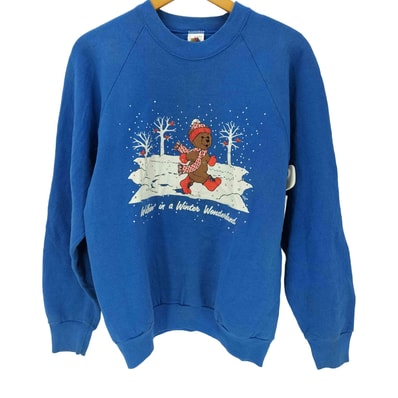 80-90S USA製 スノー ベアー アニマル プリント ヘビーウェイト ラグラン スウェット トレーナー【1141532571992】