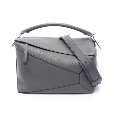 ロエベ LOEWE PUZZLE パズルバッグ ラージ 2WAY ハンドバッグ バッグ レザー レディース グレー系 【中古】