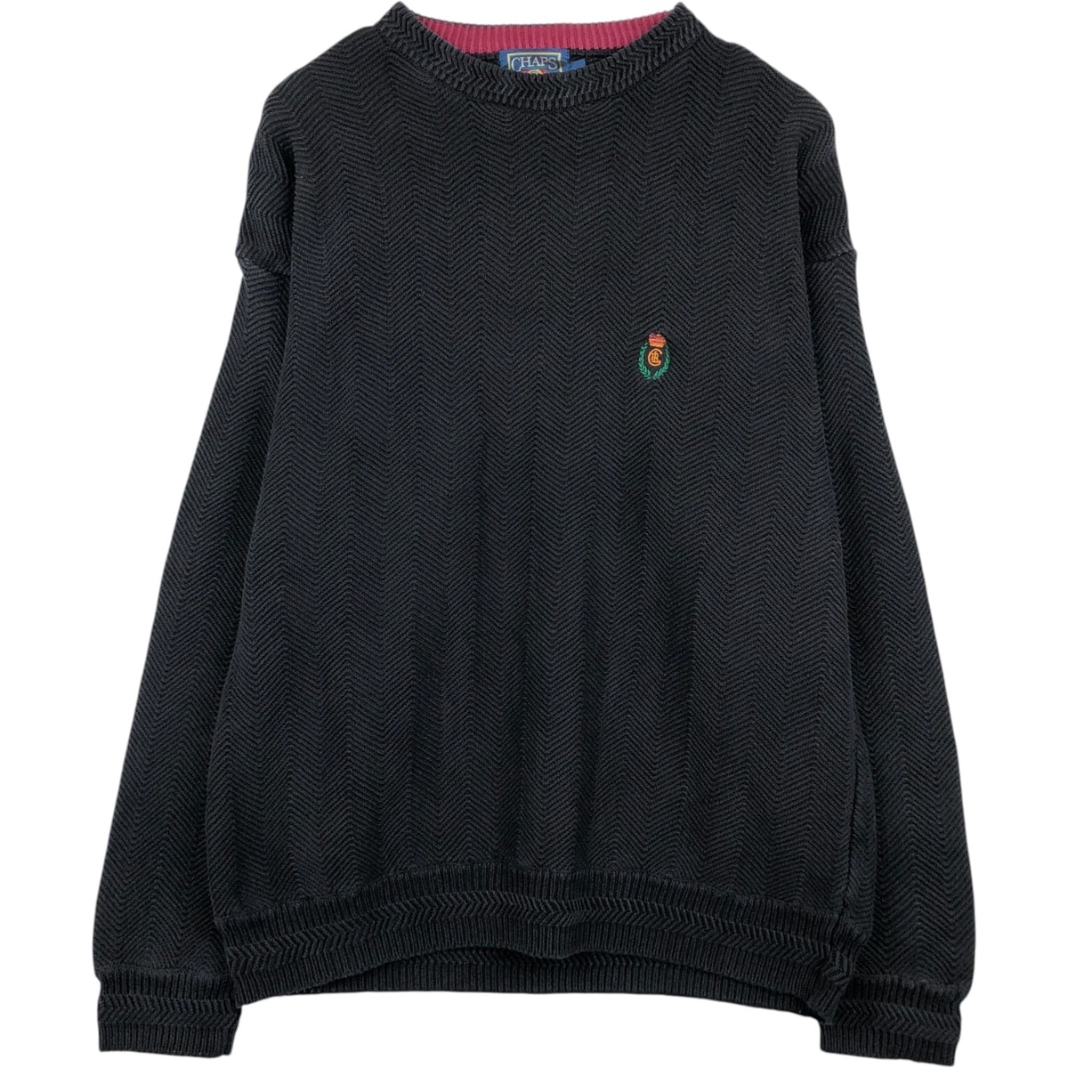 古着 80年代 ラルフローレン Ralph Lauren CHAPS チャップス ヘリンボーン コットンニットセーター メンズL相当 ヴィンテージ/eaa637277