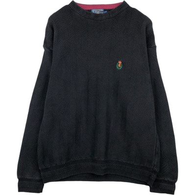 古着 80年代 ラルフローレン Ralph Lauren CHAPS チャップス ヘリンボーン コットンニットセーター メンズL相当 ヴィンテージ/eaa637277