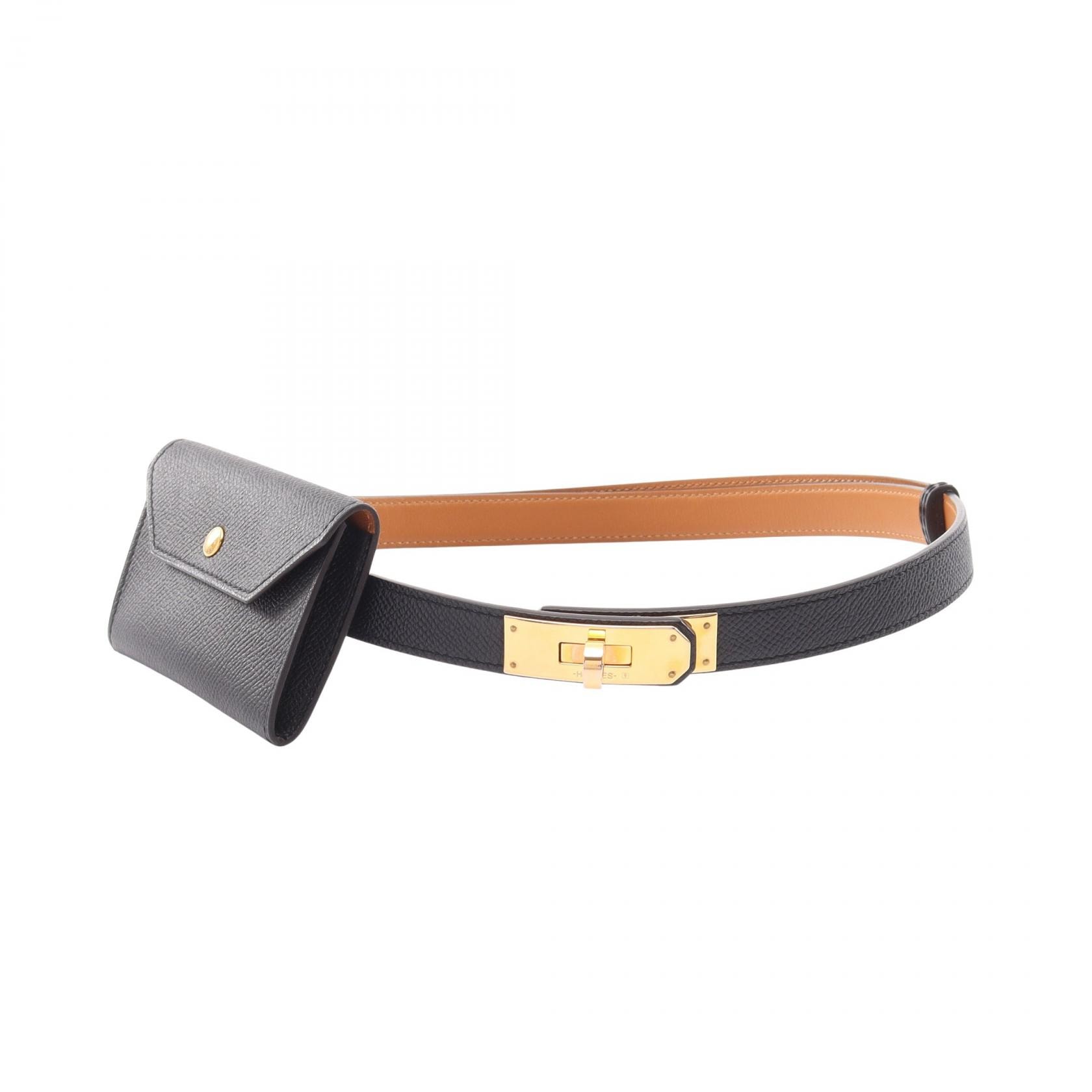 エルメス HERMES ケリーポケット18 ベルト 衣料品 レザー ヴォーエプソン ヴォーエプソン W刻印(2024年製造) レディース ブラック系 【中古】