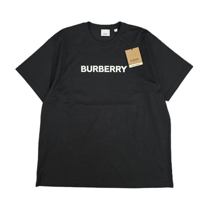 BURBERRY バーバリー ロゴ プリント タグ付き 半袖Tシャツ 8084233 M コットン ブラック メンズ【中古】