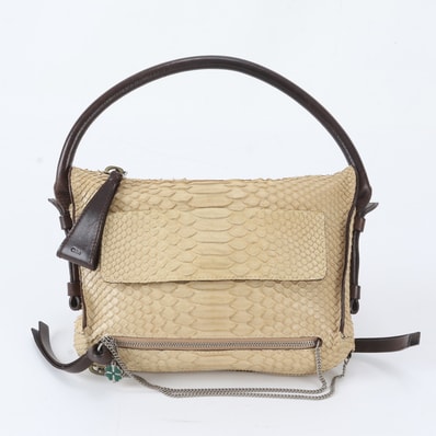 ■極美品 クロエ ベージュハンドバッグ パイソン レザー