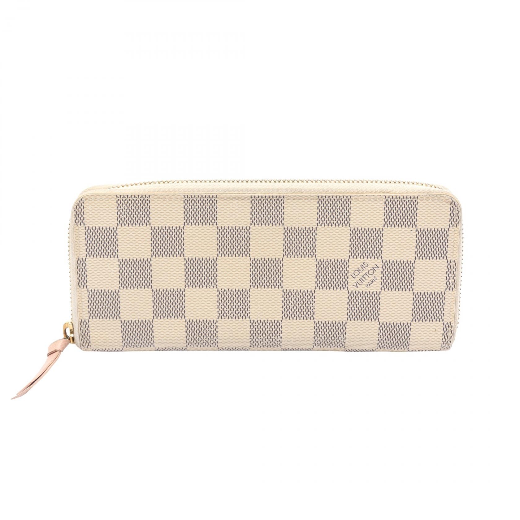 ルイ・ヴィトン LOUIS VUITTON ポルトフォイユ クレマンス ダミエアズール ラウンド長財布 財布 レザー PVC レディース ホワイト系 N61264 【中古】