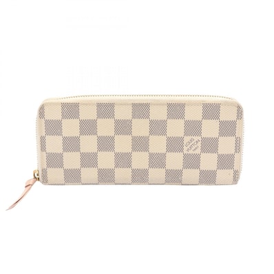 ルイ・ヴィトン LOUIS VUITTON ポルトフォイユ クレマンス ダミエアズール ラウンド長財布 財布 レザー PVC レディース ホワイト系 N61264 【中古】