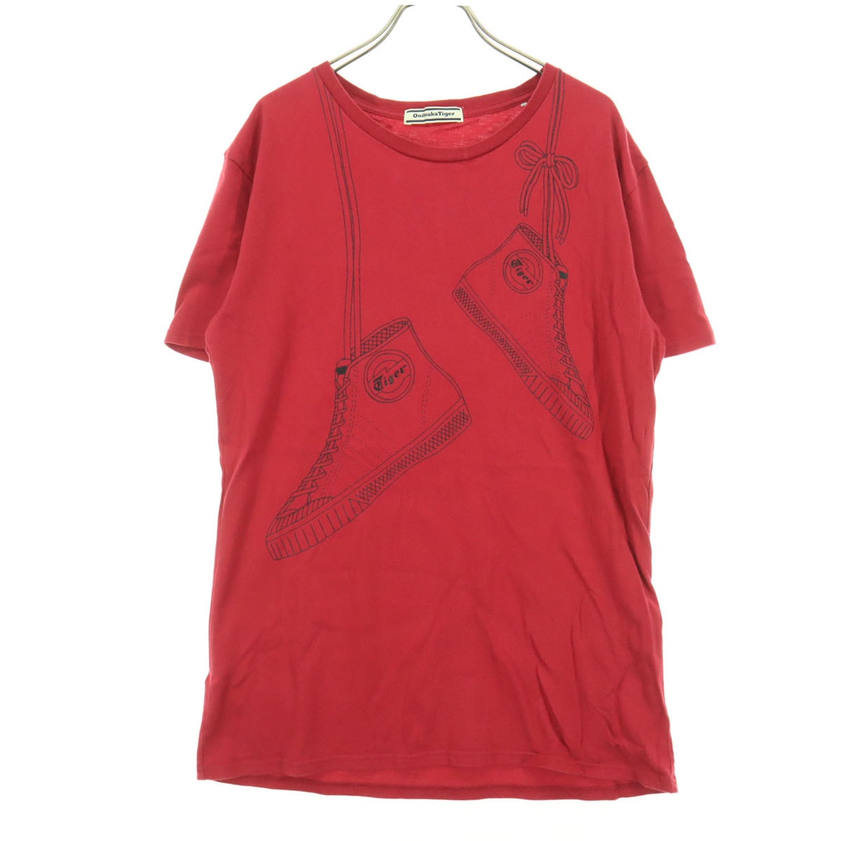 美品 ONITSUKA TIGER オニツカタイガー プリント柄 半袖 Tシャツ M レッド