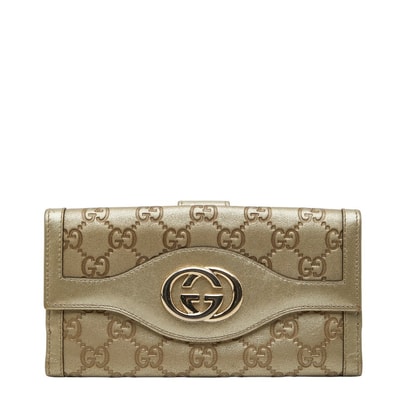 グッチ インターロッキングG 長財布 282426 ゴールド レザー レディース GUCCI 【中古】