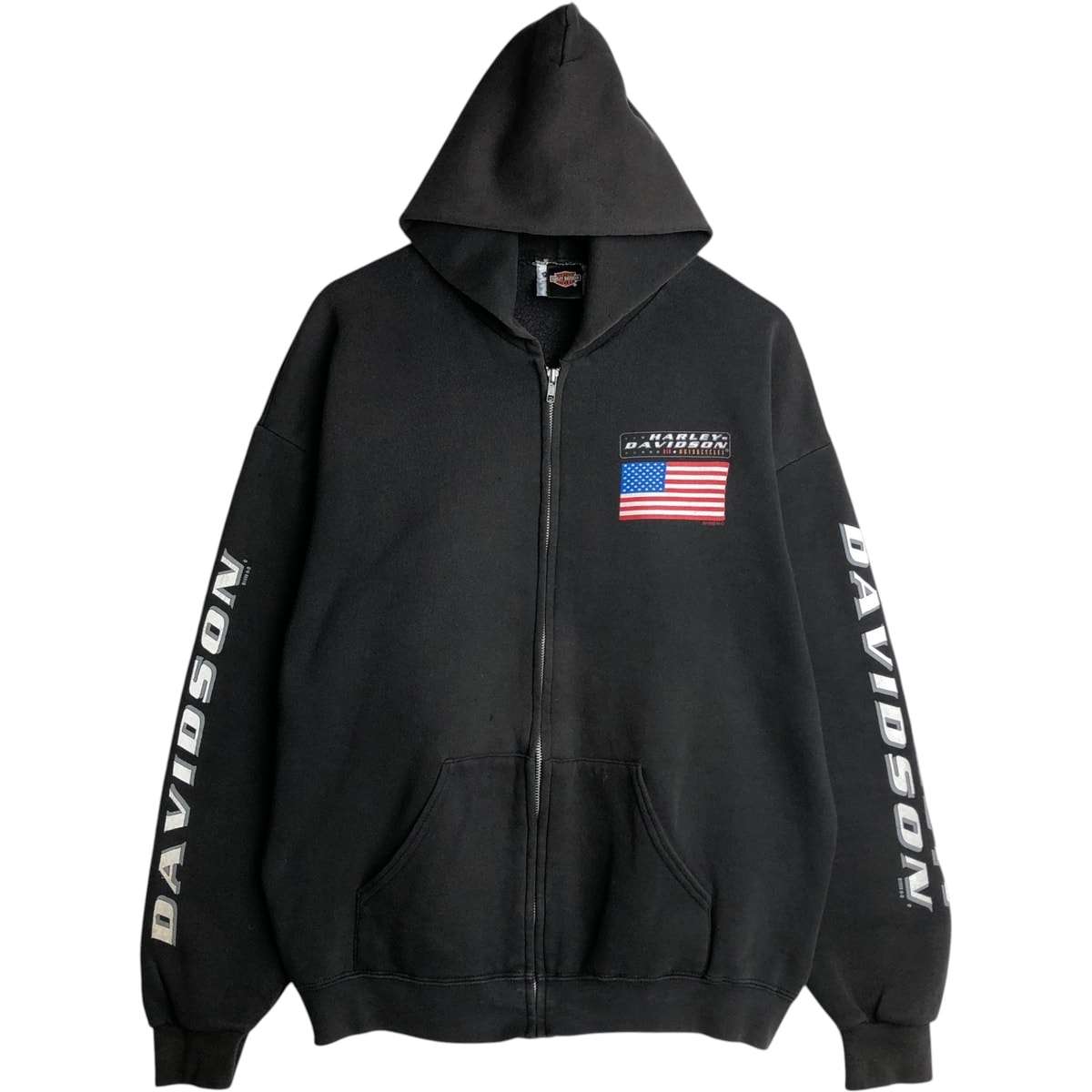 古着 90~00年代 リー Lee Harley-Davidson 星条旗柄 スウェットフルジップパーカー メンズL相当 ヴィンテージ/eaa633071