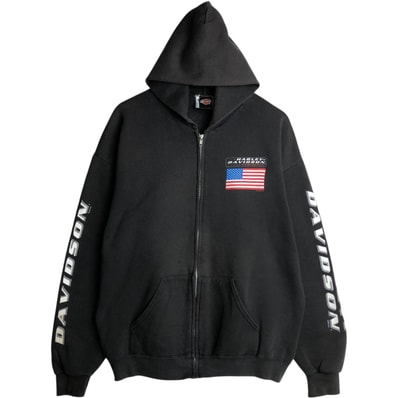古着 90~00年代 リー Lee Harley-Davidson 星条旗柄 スウェットフルジップパーカー メンズL相当 ヴィンテージ/eaa633071