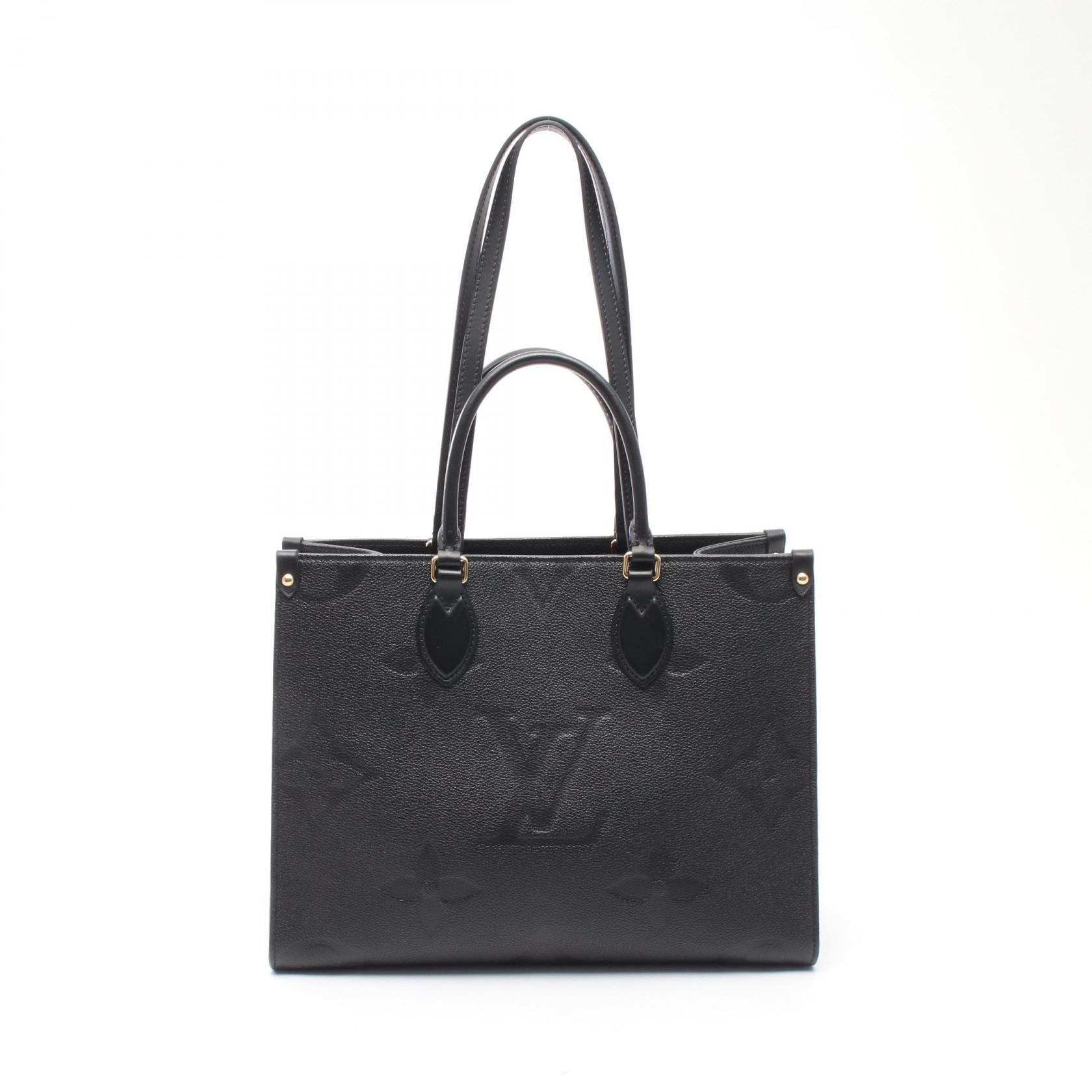 ルイ・ヴィトン LOUIS VUITTON オンザゴーMM 2WAY トートバッグ バッグ レザー モノグラム・アンプラント ノワール レディース ブラック系 M45595 【中古】