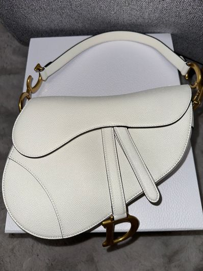 Dior Mini Saddle Bag Grained Calfskin "Latte"
