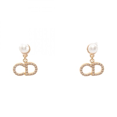 ディオール Dior CDロゴ ピアス ジュエリー GP(ゴールドメッキ) フェイクパール / ラインストーン レディース ゴールド系 / ホワイト系 / クリア系 E4717WOMCY319 【新品】