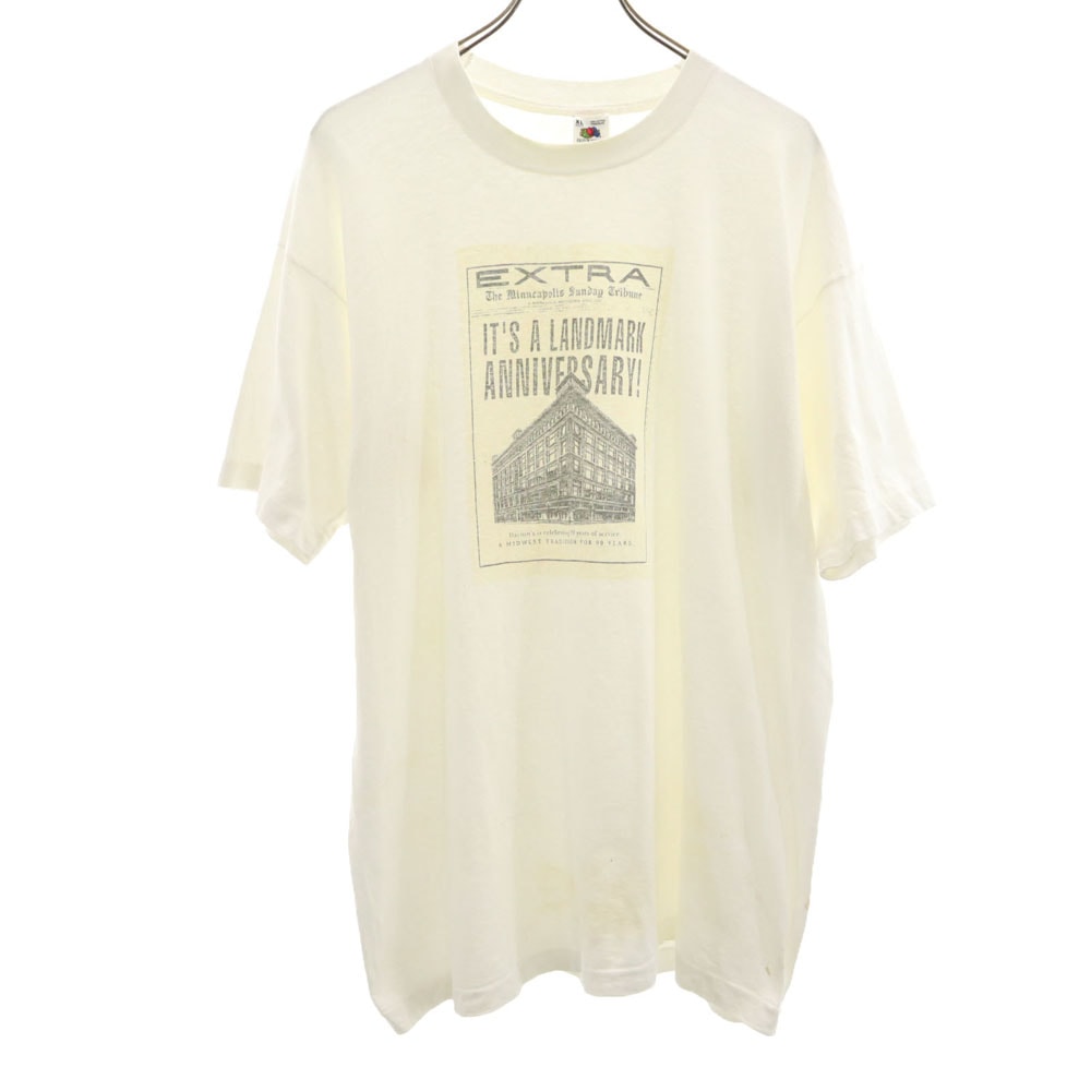 FRUIT OF THE LOOM フルーツオブザルーム 90s USA製 オールド プリント 半袖 Tシャツ XL ホワイト系