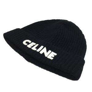 CELINE Embroidered Knit Wool Beanie "Black"