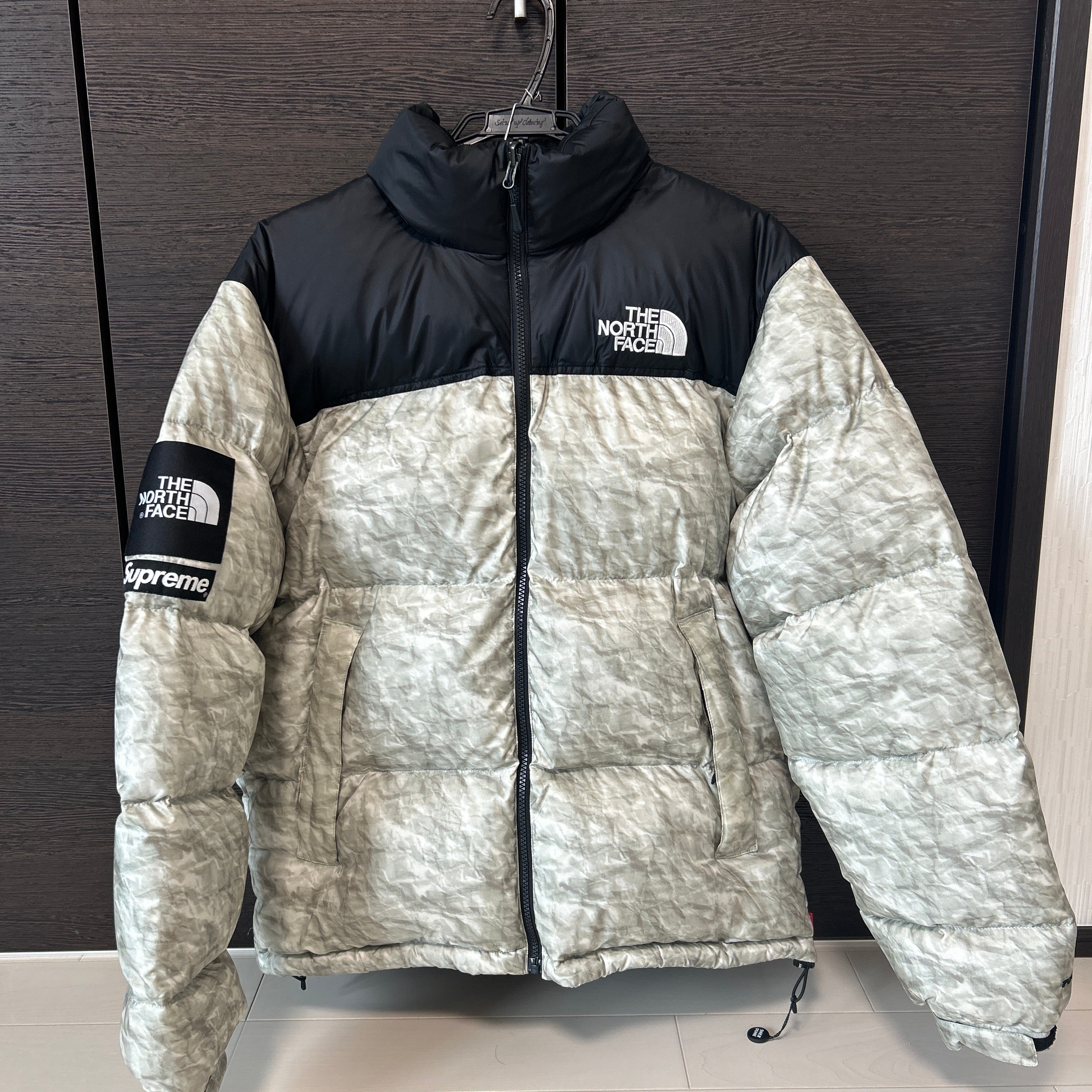Supreme x The North Face Nuptse Jacket "White Paper Print"