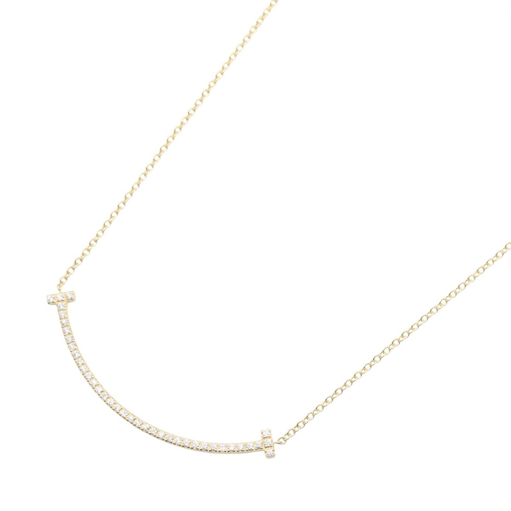 ティファニー TIFFANY&CO Tスマイル スモール ダイヤ ネックレス ネックレス ジュエリー K18(イエローゴールド) ダイヤモンド レディース ゴールド系 / クリア系 【中古】