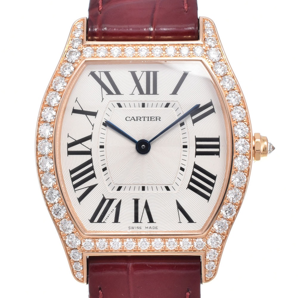 カルティエ CARTIER WA501008 トーチュ MM K18PG ダイヤモンド シルバー 手巻き レディース 美品 腕時計 C#149640