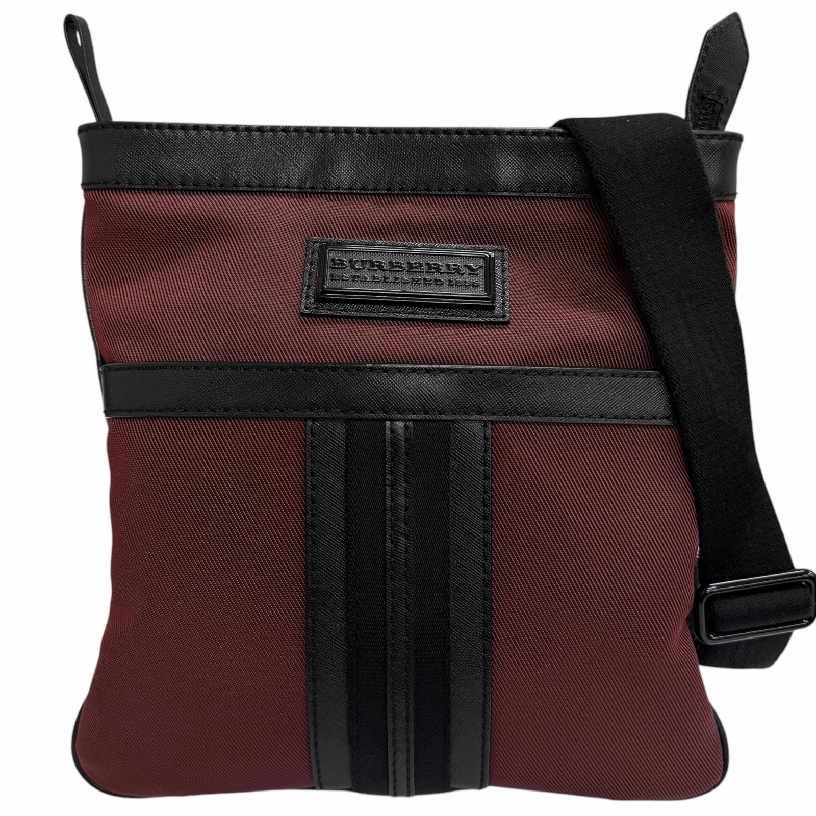 極美品 バーバリー ショルダーバッグ ボルドー メンズ