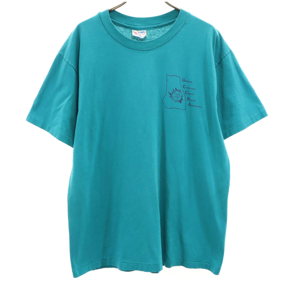 Hanes ヘインズ 90s USA製 オールド 半袖 Tシャツ L ブルー系 ヘビーウェイト シングルステッチ