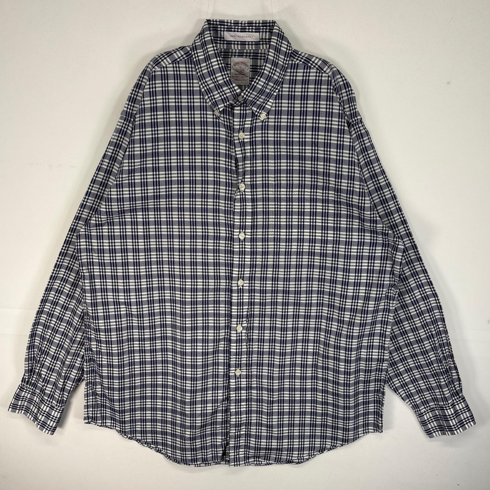 古着 ブルックスブラザーズ Brooks Brothers 長袖シャツ 胸ポケ MADISON ボタンダウン L  ネイビー系 チェック メンズ