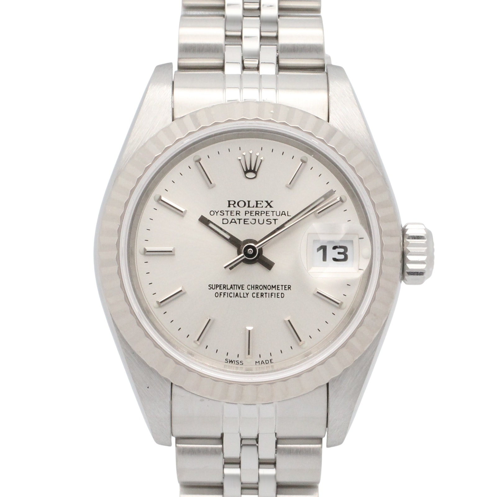 ロレックス ROLEX デイトジャスト P番 腕時計 時計 K18WG(ホワイトゴールド) ステンレススチール レディース シルバー系 バー 79174 【中古】