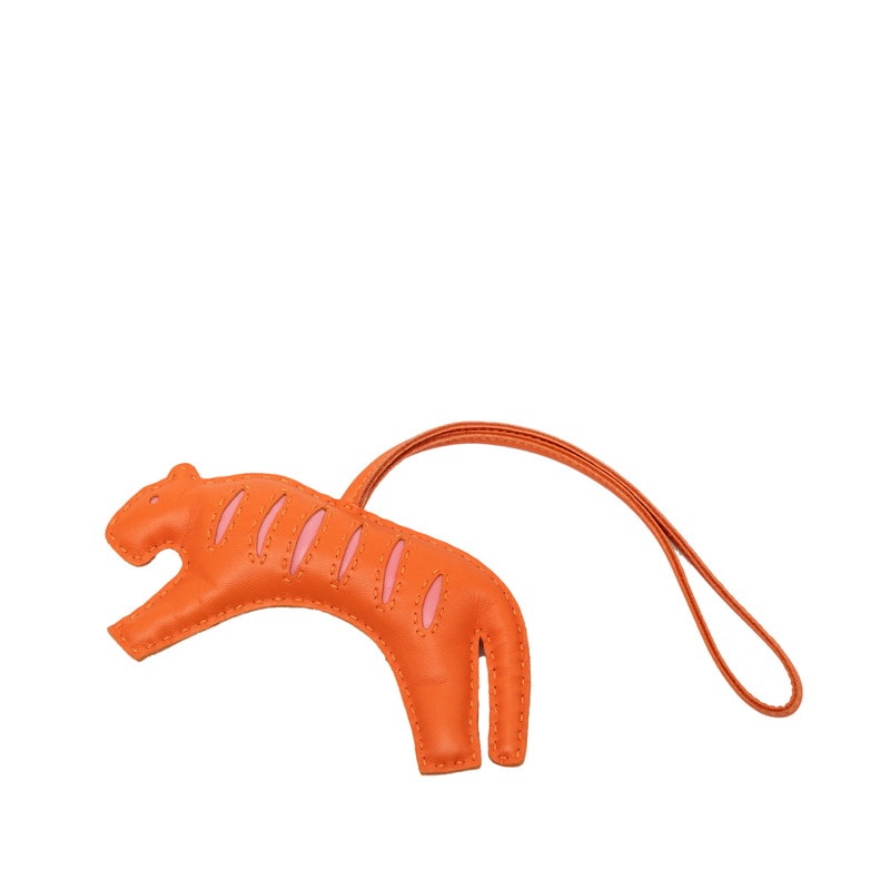 エルメス ルールー タイガー バッグチャーム オレンジ ピンク アニョーミロ レディース HERMES 【中古】