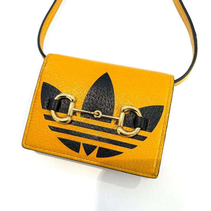 GUCCI × adidas コラボ ホースビット ミニショルダー 二つ折り財布 イタリア製 鑑定済み 正規品 グッチ アディダス
