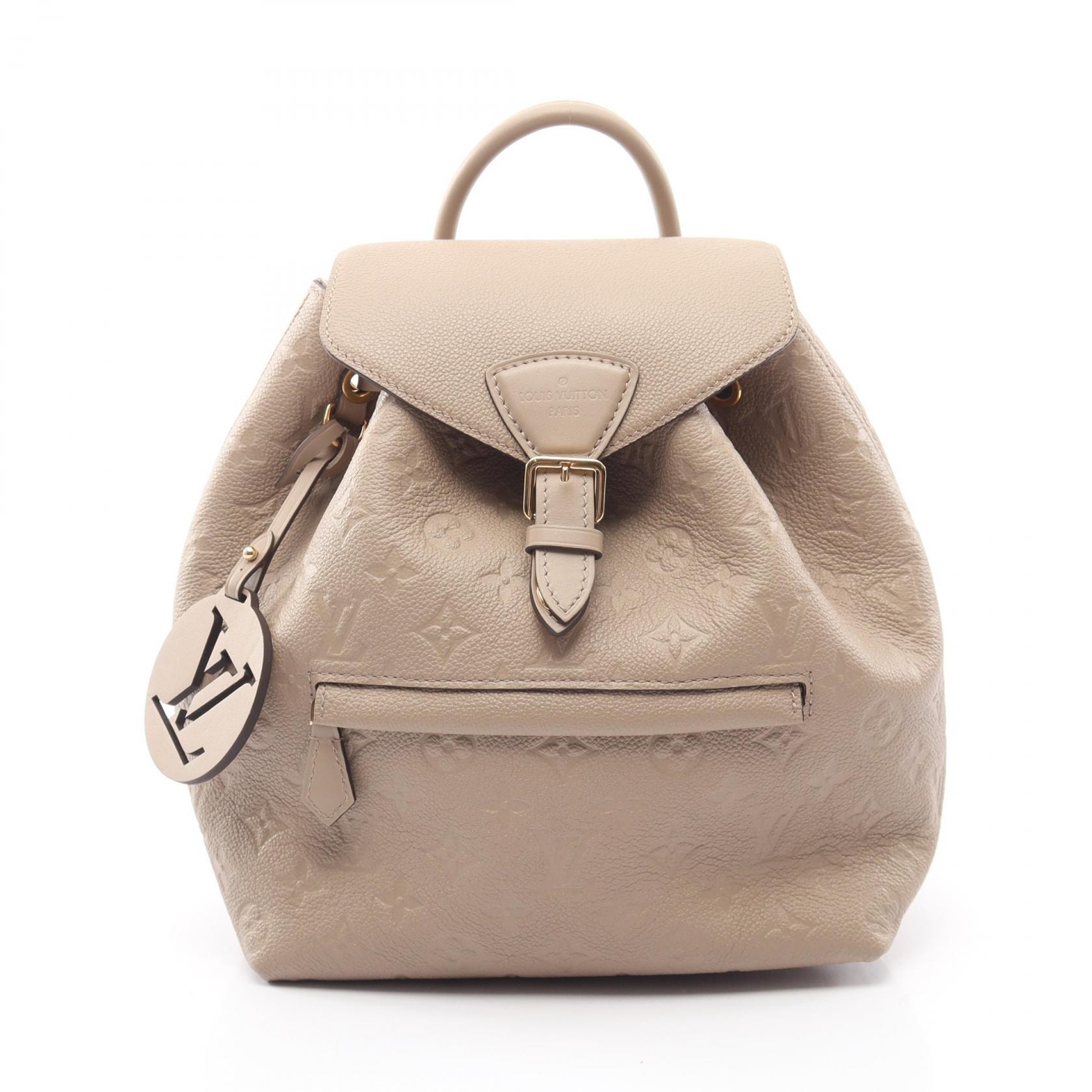 ルイ・ヴィトン LOUIS VUITTON モンスリPM リュックサック バックパック バッグ レザー モノグラム・アンプラント トゥルトレール レディース ベージュ系 M45410 【中古】