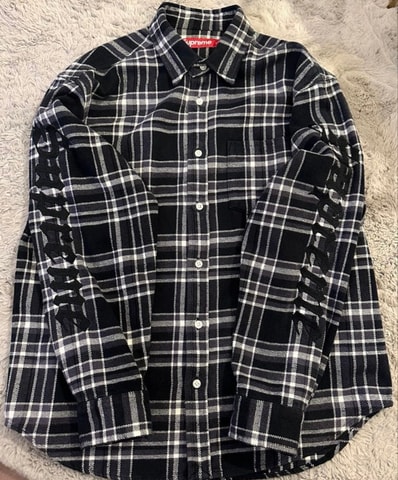 Supreme Old English Plaid Flannel Shirt "Black"